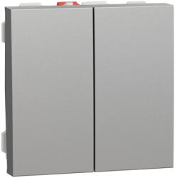 Schneider Buton dublu, New Unica, 1-pole 1-way, 10AX, 2 module, terminal fara suruburi, vopsit, IP4X, alb (NU321130)