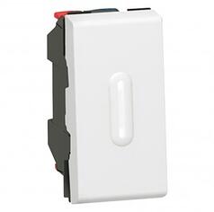 Legrand 2-way push-button Mosaic - cu LED indicator - 6 A 250 V~ - 1 module - alb (077032)