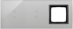 Simon Panou Touch 3 module, modul 1: 2 comenzi verticale touch, modul 2: 2 comenzi verticale touch, modul 3: spatiu pentru modul antracit Simon 54, sticla cenusie (SKDSTR3330/72)