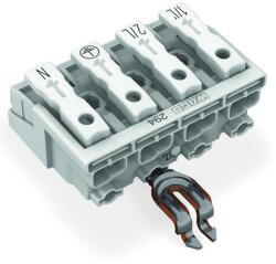 Wago Lighting connector; push-button, external; with angled snap-in ground contact; 1/L´-2/L-PE-N; 4-pole; Lighting side: for solid conductors; Inst. side: for all conductor types; max. 2.5 mm2; Surroundin