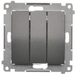 Simon Buton triplu (modul), 10AX 250V, fitinguri push-in, antracit metalizat (SKDP31.01/48)