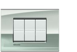 Bticino Placa ornament 3 module, paladium, living light, BTICINO (LNC4803PL)