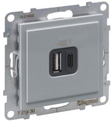 Legrand Incarc USB dublu, Tip A+C, alu (721330)