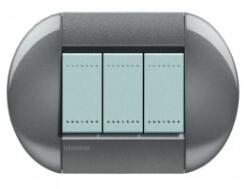 Bticino Placa ornament , 3 module, gri mov, living light, BTICINO (LNB4803TG)