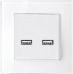 Elmark Double Usb Socket Glass Frame White (195028/wh)