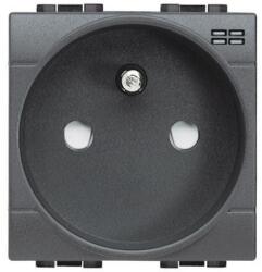Bticino Priza 2P+T + martori luminosi Std Francez LiVing Light - Conexiune cu surub - Antracit - 2 module (L4144)