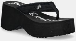 Juicy Couture flip-flop WHITNEY VELOUR Y2K WEDGE fekete, női, platformos, JCFSAN225009 - fekete Női 37