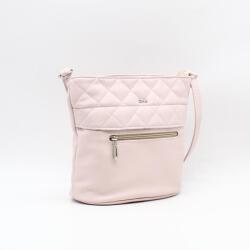 Diva Collection rózsaszín erezett / felül steppelt női rostbőr válltáska