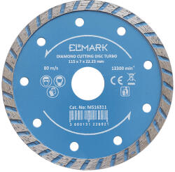  TURBO GYÉMÁNT VÁGÓKORONG, TÉGLA, KŐ ÉS BETON 125Х22.2mm (M516312)
