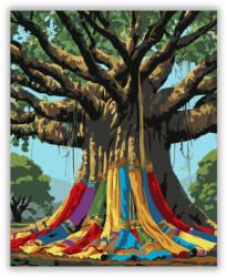  Szent Banyanfa Színes Szövetekkel - számfestő készlet