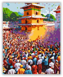  Holi Ünnep Ősi Templom Előtt - számfestő készlet