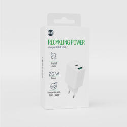 Forever Recycling Forever LSR20-AC-00 hálózati töltő 1xUSB-A és 1xUSB-C csatlakozással 20W - fehér