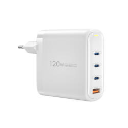WIWU Wi-U020 hálózati töltő 1xUSB-A és 3xUSB-C csatlakozással 120W GaN - fehér