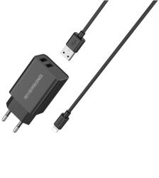 Riversong AD29 + CL85 SafeKub hálózati töltő 2xUSB-A csatlakozással + USB-A - Lightning kábel 12W - fekete
