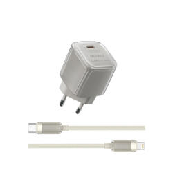 WIWU Wi-U017 Jello hálózati töltő 1xUSB-C csatlakozással + Type-C - Lightning kábel 30W GaN