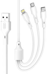 XO NB230 USB-A - Type-C/Lightning/micro USB kábel 2.4A 1m - fehér