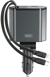 XO CC62 autós töltő 1x USB-A 1x USB-C USB-C kábellel és Lightning kábellel 104W - szürke