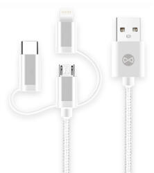 Forever USB-A - Type-C/Lightning/micro USB kábel 1.5A 1m - fehér