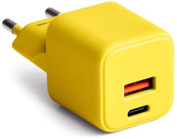 Colorum CLS30-AC-05 hálózati töltő 1xUSB-A és 1xUSB-C csatlakozással PD 30W - sárga