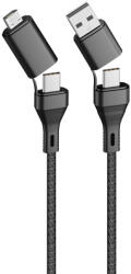 Forever Core 4 az 1-ben USB-A/USB-C - USB-C /microUSB kábel 1, 2m 3A - fekete