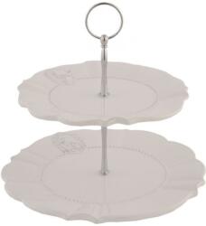 Clayre & Eef Platou ceramica alb 2 etaje Elegance Ø 21 cm x 23 cm (6CE0276) Tava