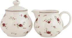 Clayre & Eef Set latiera si zaharnita ceramica Roses 13x10x11 cm, 10x11 cm (LPRCRSU)