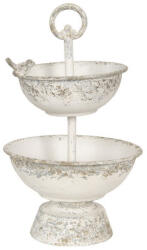 Clayre & Eef Platou 2 etaje fier alb antichizat 22x36 cm (6Y4216)