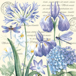 Javoli Virágos Irises Hydragea szalvéta 20 db-os 25x25 cm (PKK760999)