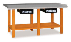 Beta Banc de lucru cu blat din fier zincat cu 2 sertare, dimensiuni 2000 x 640 x 900 mm, Beta C56 (BetaC56)