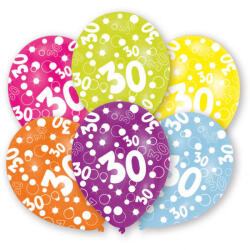 Javoli Happy Birthday 30 Colorful léggömb, lufi 6 db-os 11 inch (27, 5cm) (DPA996544)