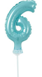 Javoli Kék 6-os Light Blue szám fólia lufi tortára 13 cm (MLG113822)