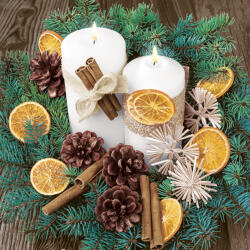 Javoli Karácsony White Candles Composition szalvéta 20 db-os 33x33 cm (PKK761774)