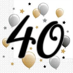 Javoli Happy Birthday 40 Milestone szalvéta 20 db-os 33x33 cm (PNN88867)