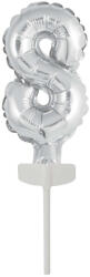 Javoli Silver, Ezüst 8-as szám fólia lufi tortára 13 cm (DPA9912692)