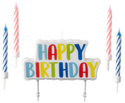 Javoli Happy Birthday tortagyertya, gyertya szett 5 db-os (DPA9904368)