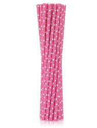 Javoli Rózsaszín Pink Dots papír szívószál 12 db-os (MLG124156)