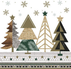 Javoli Karácsony Graphic Trees szalvéta 20 db-os 33x33 cm (PKK051904)