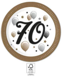 Javoli Happy Birthday 70 Milestone papírtányér 8 db-os 23 cm FSC (PNN95618)