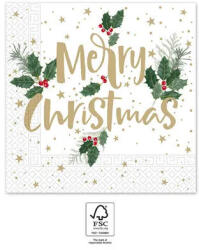 Javoli Karácsonyi Holly Merry szalvéta 20 db-os 33x33 cm FSC (PNN95377)