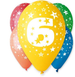 Javoli Happy Birthday 6 Star léggömb, lufi 5 db-os 12 inch (30cm) (MLG301564)