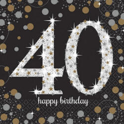 Javoli Happy Birthday 40 Gold szalvéta 16 db-os 33x33 cm (DPA511545)