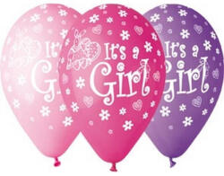 Javoli It's a Girl léggömb, lufi 5 db-os 12 inch (30 cm) (MLG307405)