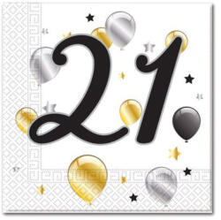 Javoli Happy Birthday 21 Milestone szalvéta 20 db-os 33x33 cm (PNN88865)