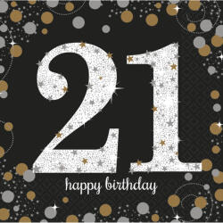 Javoli Happy Birthday 21 Gold szalvéta 16 db-os 33x33 cm (DPA9900564)