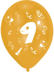 Javoli Happy Birthday 9 Ribbon léggömb, lufi 8 db-os 10 inch (25, 4cm) (DPA996583)
