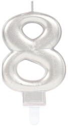 Javoli Silver, Ezüst számgyertya, tortagyertya 8-as (DPA9903696)