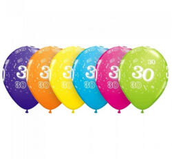 Javoli Színes Happy Birthday 30 Pastel Mix léggömb, lufi 6 db-os 11 inch (28cm) (MLG178914)