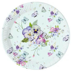 Javoli Pillangó Turquoise papírtányér 8 db-os 23 cm FSC (PNN95004)
