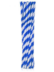 Javoli Kék Blue Stripes rugalmas papír szívószál 12 db-os (MLG126822)
