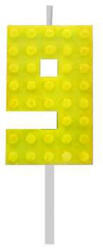 Javoli Építőkocka 9-es Yellow Blocks tortagyertya, számgyertya (MLG132809E)